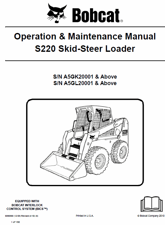 Bobcat S220 Skid-Steer Loader Service Manual Workshop Guide