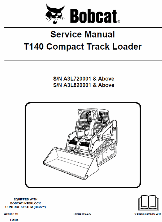 Bobcat T140 Compact Loader Service Manual Workshop Guide