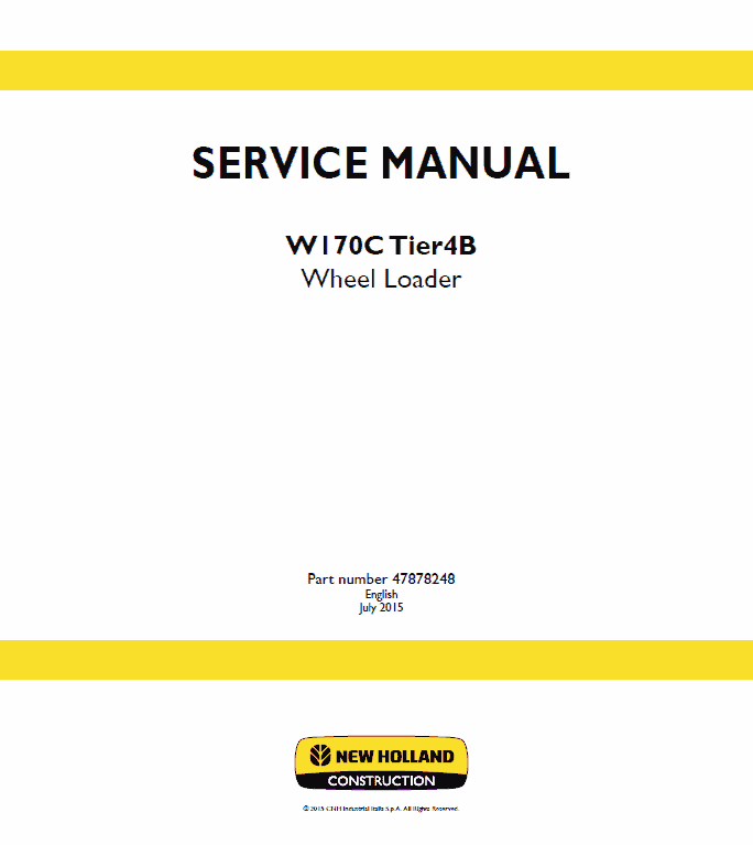 New Holland W130C, W170C Tier 4B Wheel Loader Service Manual Workshop Guide