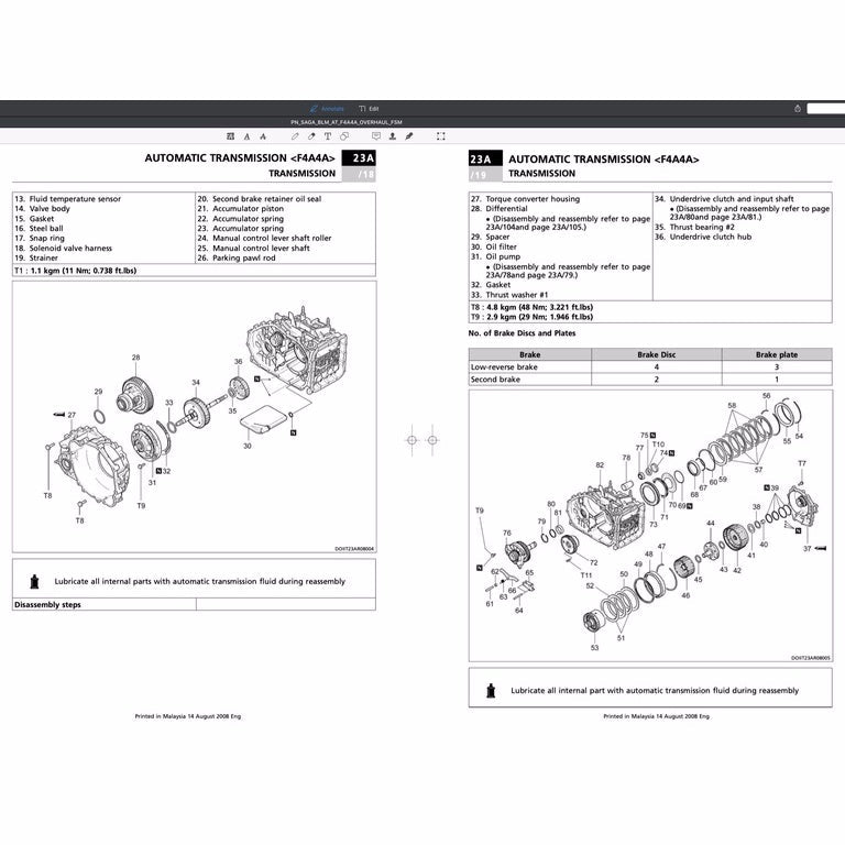 PROTON CAMPRO S4P IAFM ENGINE WORKSHOP MANUAL and AUTOMATIC TRANSMISSION F4A4A