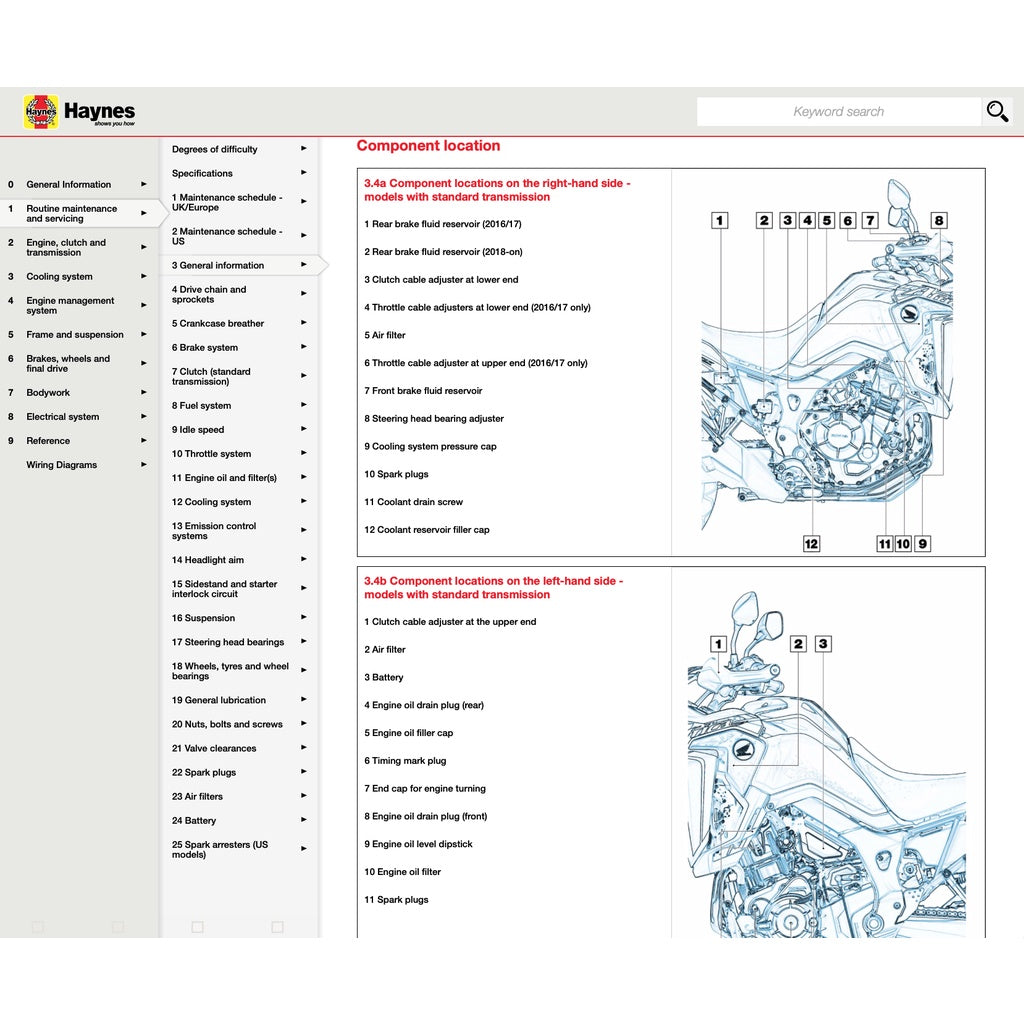 HONDA CRF1000 A/A2/D/D2 AFRICA TWIN 2016-2019 Full Manual Set – Repair & Maintenance Manual