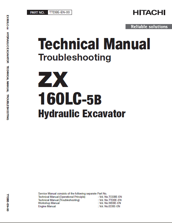 Hitachi ZX160LC-5A and ZX160LC-5B Excavator Service Repair Manual Workshop Guide