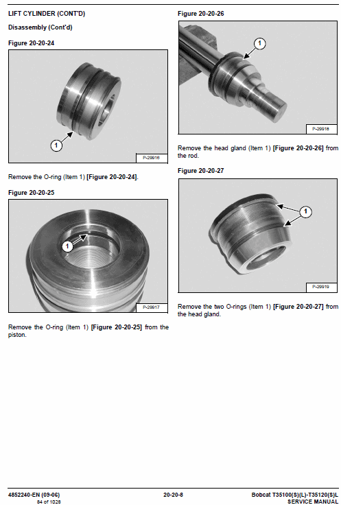 Bobcat T35100, T35100S, T35100L, T35100SL, T35120L, T35120SL Telescopic Manual Workshop Guide