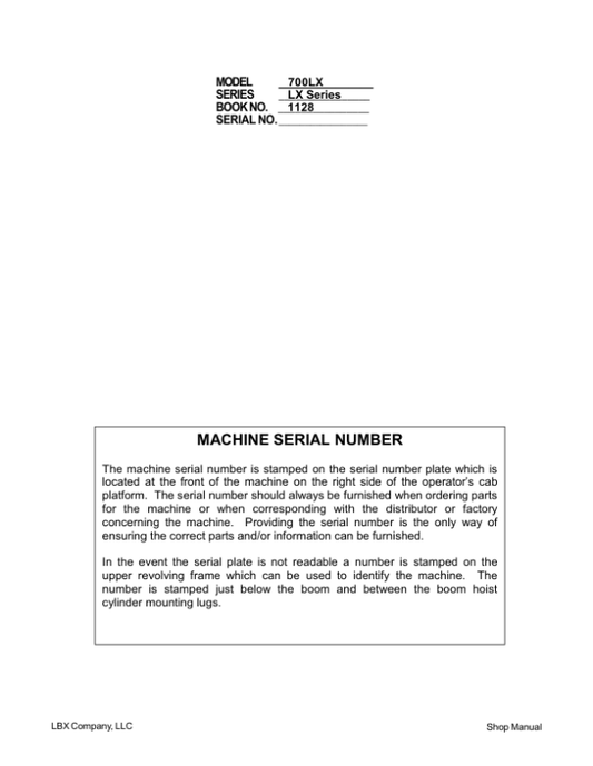 Linkbelt 700LX (Tier 3) Excavator Service Repair Manual Workshop Guide