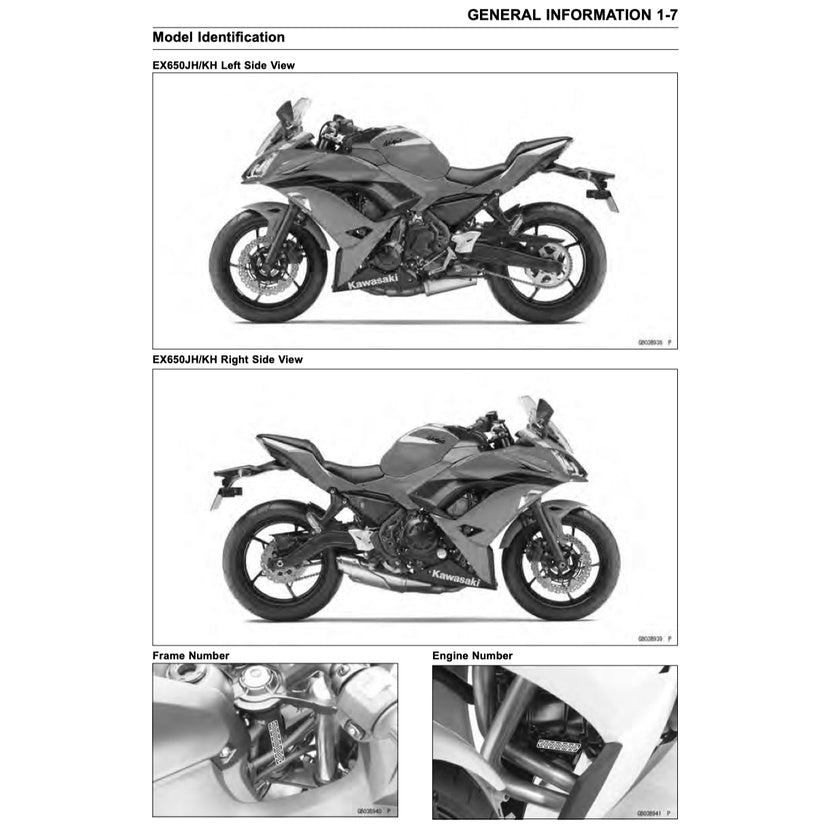 KAWASAKI NINJA 650R 2012-2017 Full Manual Set – Repair & Maintenance Manual and Spare Parts Catalog and User Handbook