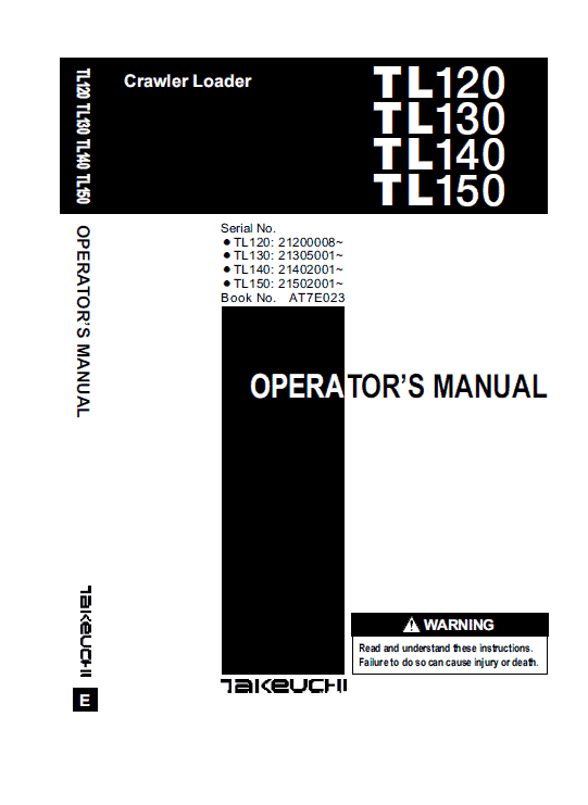 Takeuchi TL120 Loader Service Manual Workshop Guide