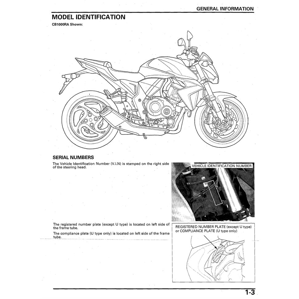 HONDA CB1000R SC60 2009-2017 Full Manual Set – Repair & Maintenance Manual and User Handbook / CB 1000 R