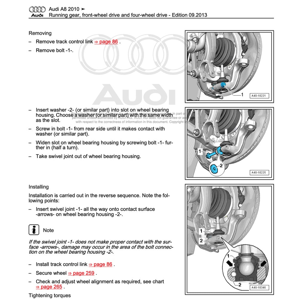 AUDI A8 S8/D4/H4 2010-2017 Full Manual Set – Repair & Maintenance Manual