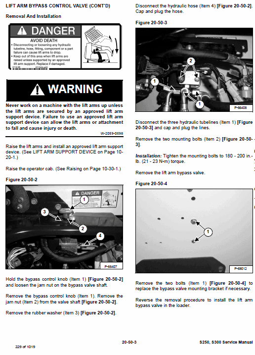 Bobcat S250 and S300 Skid-Steer Loader Service Manual Workshop Guide