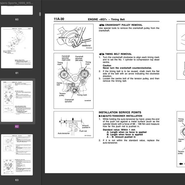 MITSUBISHI PAJERO III V60 1999-2006 Full Manual Set – Repair & Maintenance Manual