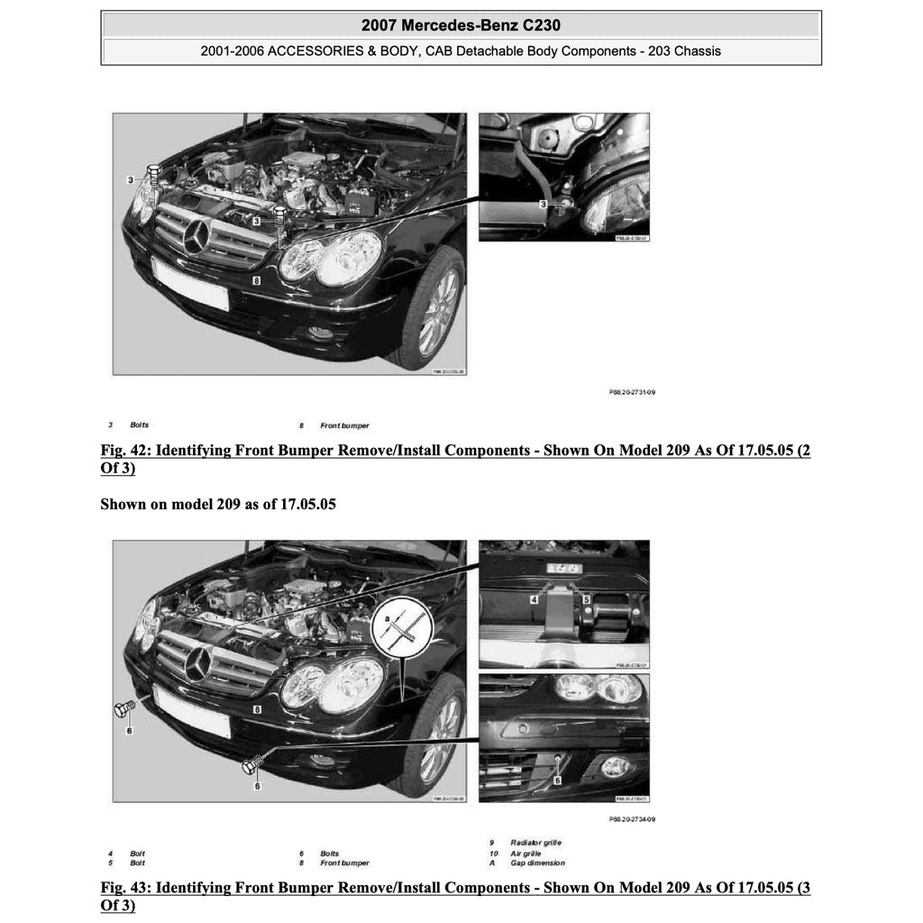 MERCEDES BENZ C-CLASS W203 C230 2001-2007 Full Manual Set – Repair & Maintenance Manual