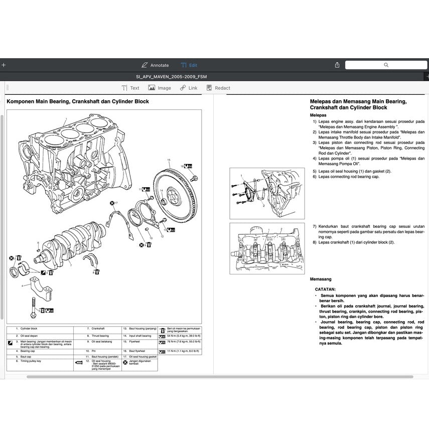 SUZUKI APV 2005-2009 Full Manual Set – Repair & Maintenance Manual - BAHASA INDO VERSION