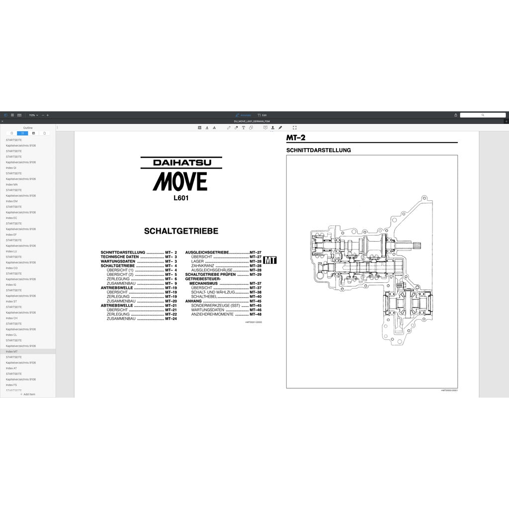 DAIHATSU MOVE L601 GERMAN LANGUAGE EDITION 1995-1998 Full Manual Set – Repair & Maintenance Manual