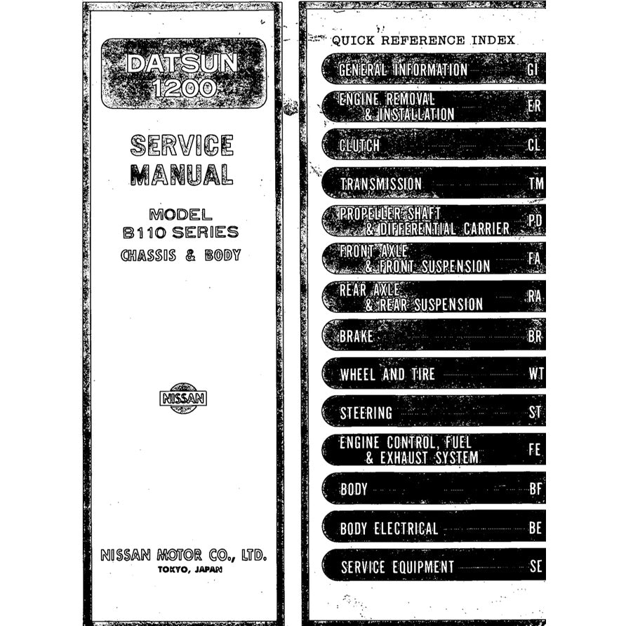 DATSUN 1200 B110 1970-1973 Full Manual Set – Repair & Maintenance Manual