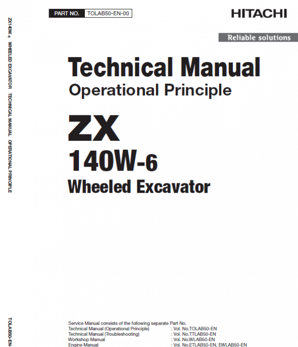 Hitachi ZX140-3 and ZX140-6 Excavator Service Repair Manual Workshop Guide