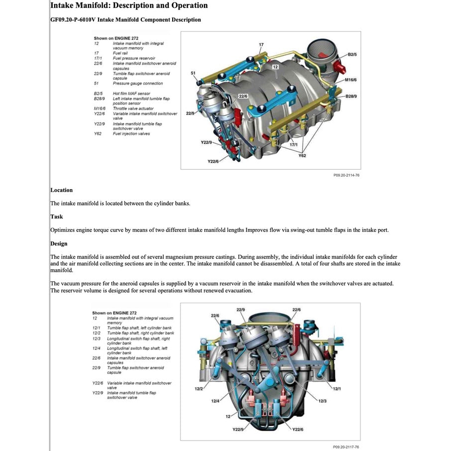 MERCEDES BENZ ENGINE M272 SERVICE REPAIR MANUAL and TRAINING HANDOUTS