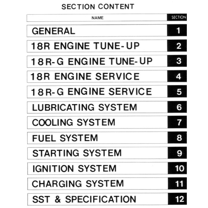 TOYOTA ENGINE 18R /18R-C/ 18R-G Workshop Repair Manual