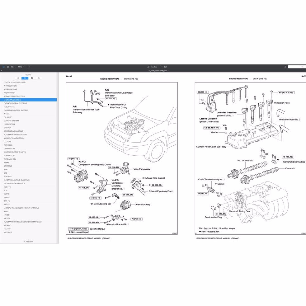 Toyota Land Cruiser Prado J120 2002-2009 Full Manual Set – FACTORY WORKSHOP SERVICE REPAIR MANUAL