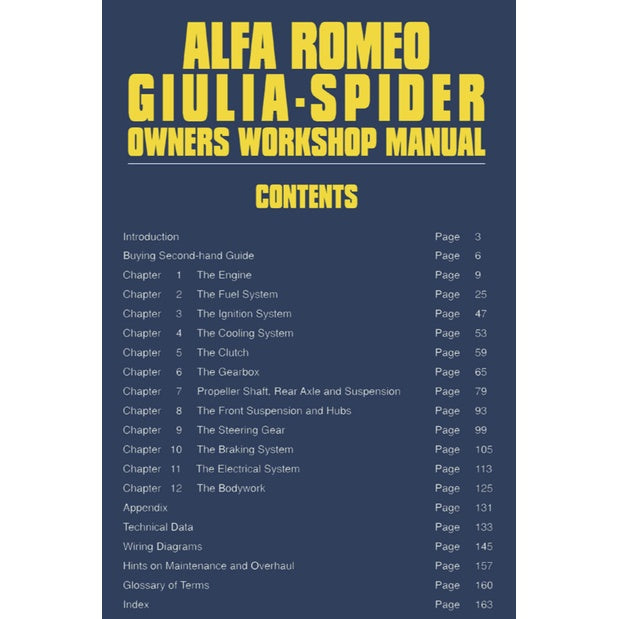 ALFA ROMEO GIULIA & SPIDER 1962-1978 Full Manual Set – OWNER WORKSHOP MANUAL - BROOKLANDS/AUTOBOOK