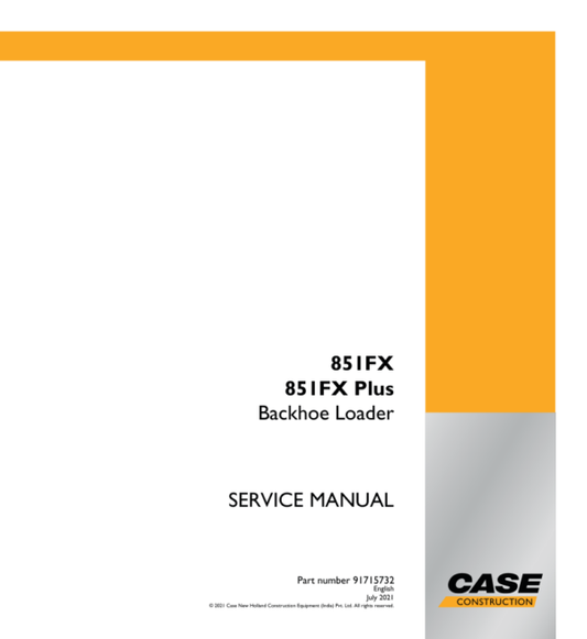 Case 851FX, 851FX Plus Backhoe Loader Service Repair Manual Workshop Guide