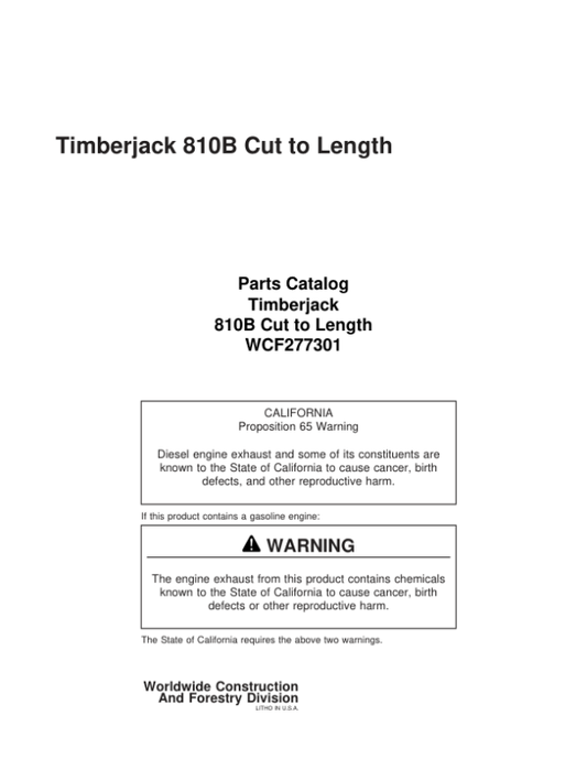 Timberjack 810B Forwarders (SN 8100296-) Parts Catalog Manual Workshop Guide