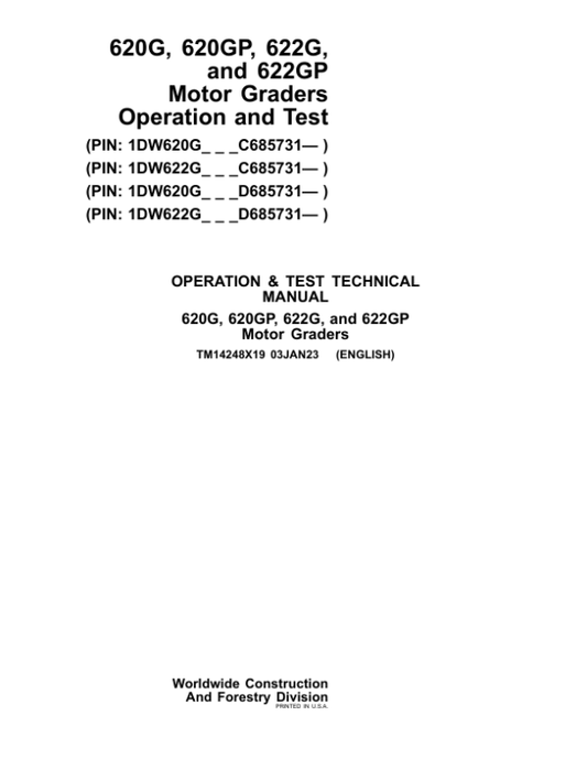 John Deere 803M, 853M Feller Buncher (Open-Loop) Repair Manual (S.N F293917 –  F409162 & L343913 – L409162) Workshop Guide