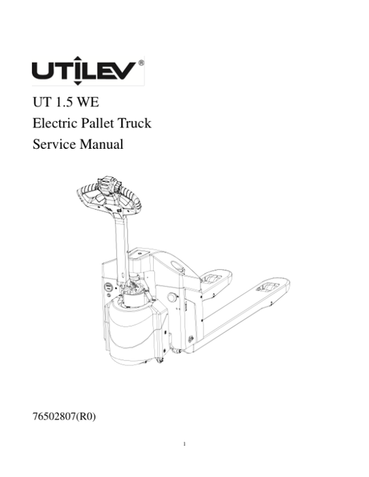 Utilev UT 1.5 WE Pallet Truck A956 Series Repair Manual Workshop Guide