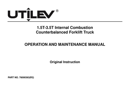 Utilev UT15-18P Forklift A261 Series Repair Manual Workshop Guide