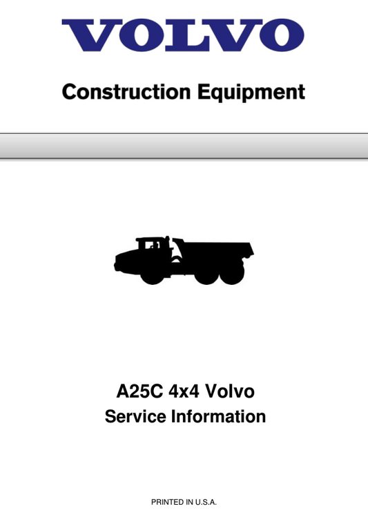 Volvo A25C 4×4 Articulated Dump Truck Repair Service Manual Workshop Guide
