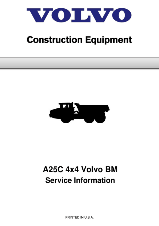 Volvo A25C 4×4 BM Articulated Dump Truck Repair Service Manual Workshop Guide