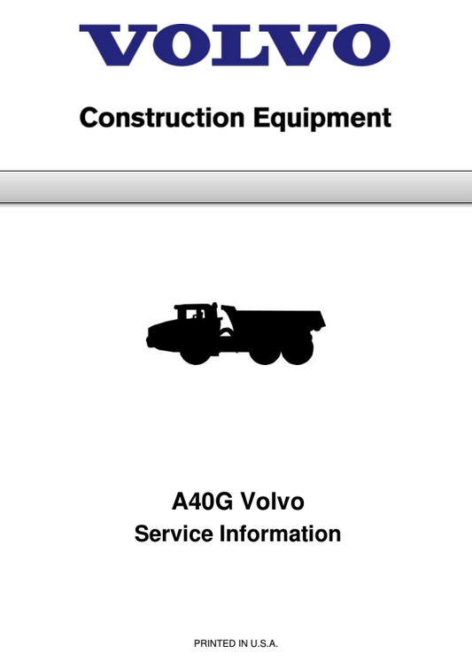 Volvo A40G Articulated Dump Truck Repair Service Manual Workshop Guide
