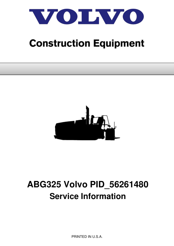 Volvo ABG325 Pavers Repair Service Manual Workshop Guide