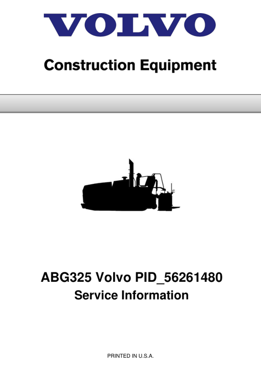Volvo ABG325 Pavers Repair Service Manual Workshop Guide