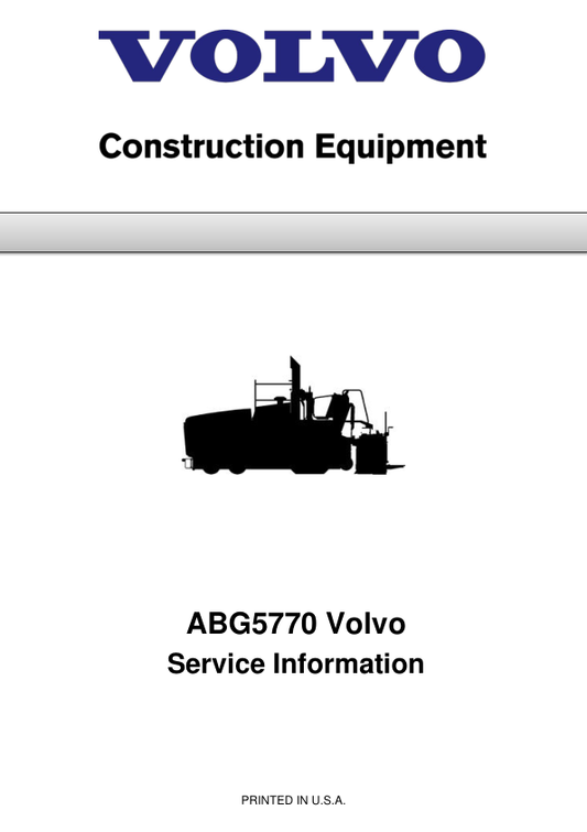 Volvo ABG5770 Pavers Repair Service Manual Workshop Guide