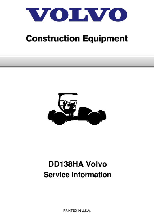 Volvo DD138HA Asphalt Compactors Repair Service Manual Workshop Guide