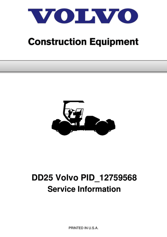 Volvo DD25 Asphalt Compactors Repair Service Manual Workshop Guide