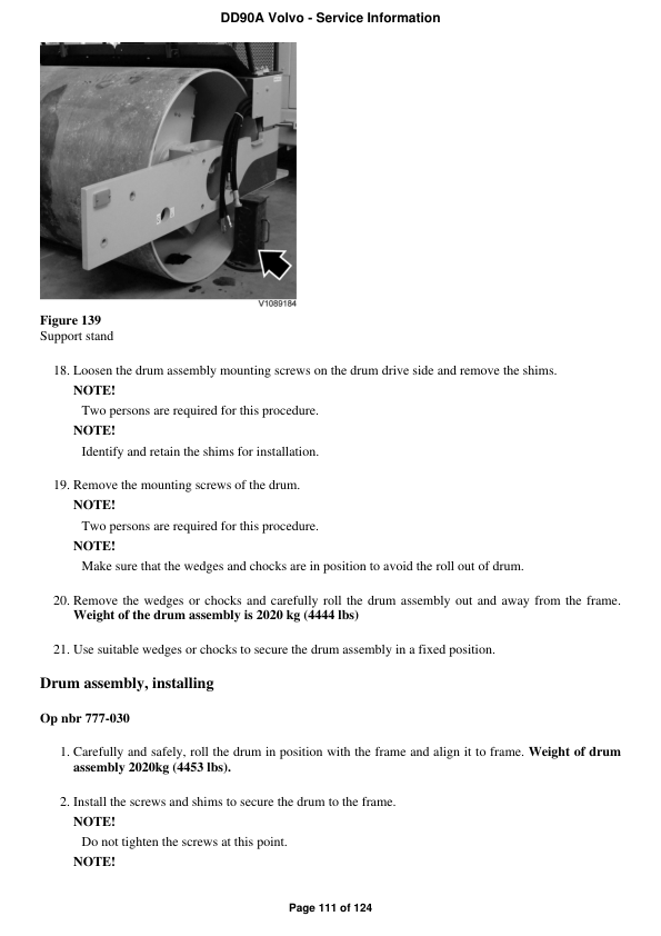 Volvo DD90A Asphalt Compactors Repair Service Manual Workshop Guide