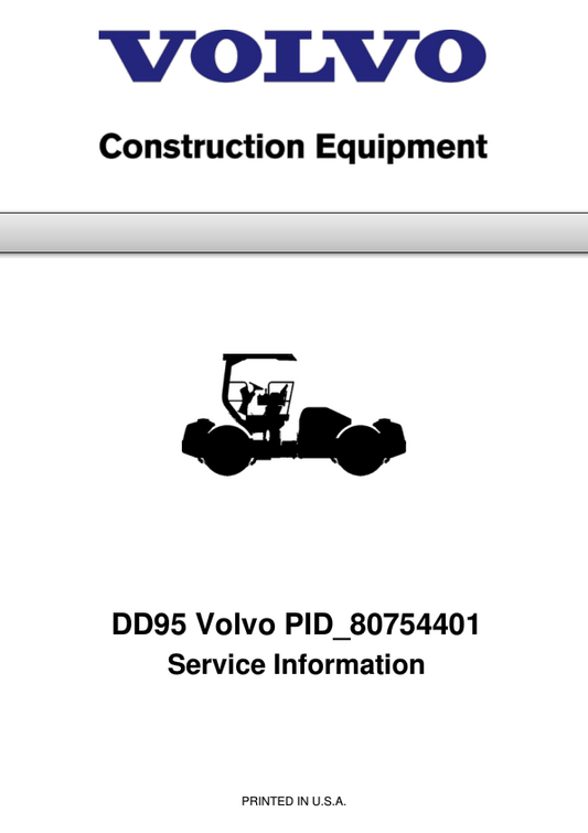 Volvo DD95 Asphalt Compactors Repair Service Manual Workshop Guide