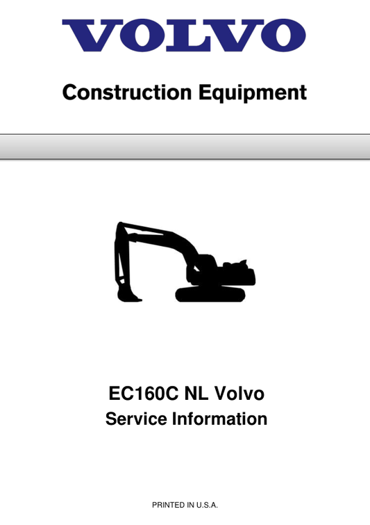 Volvo EC160C NL Excavator Repair Service Manual Workshop Guide