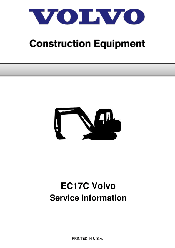 Volvo EC17C Compact Excavator Repair Service Manual Workshop Guide