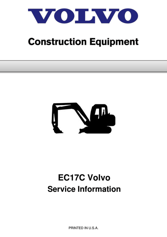 Volvo EC17C Compact Excavator Repair Service Manual Workshop Guide