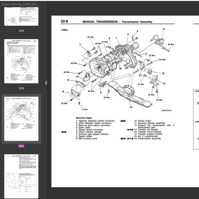MITSUBISHI PAJERO III V60 1999-2006 Full Manual Set – Repair & Maintenance Manual
