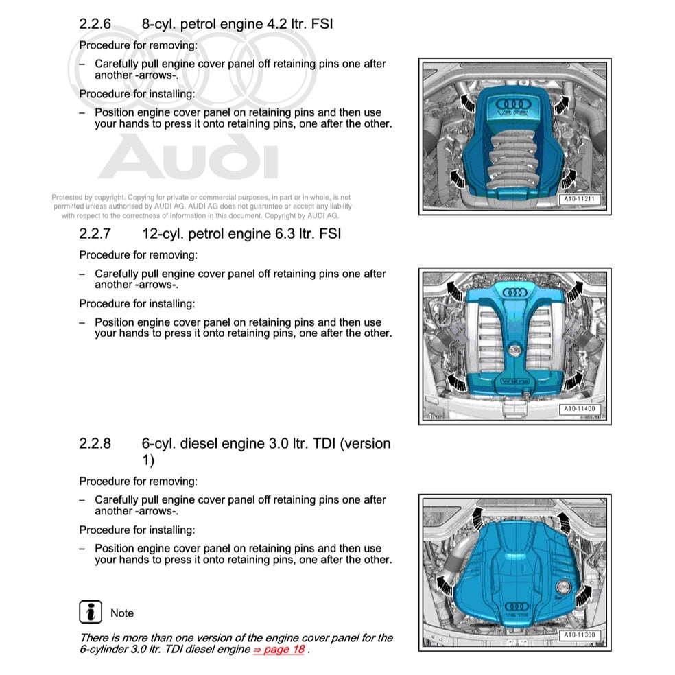 AUDI ENGINE Workshop Repair Manual