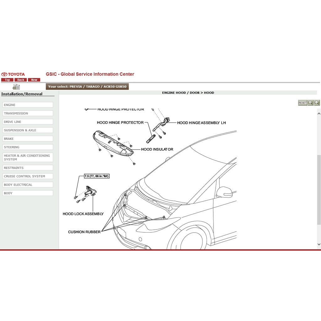 TOYOTA ESTIMA/PREVIA ACR50 /GSR50 2006-2019 Full Manual Set – Repair & Maintenance Manual