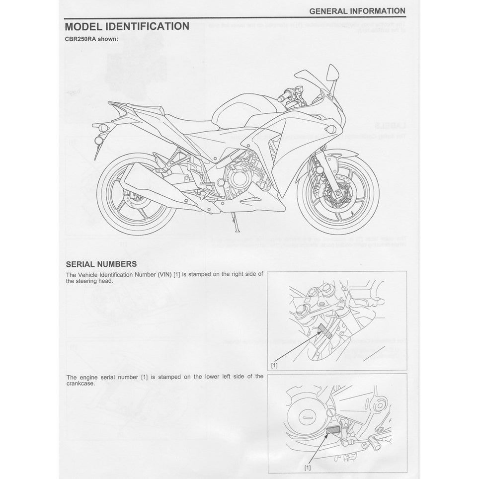 HONDA CBR 250 R 2011-2021 Full Manual Set – Repair & Maintenance Manual and Spare Parts Catalog and User Handbook / CBR250R