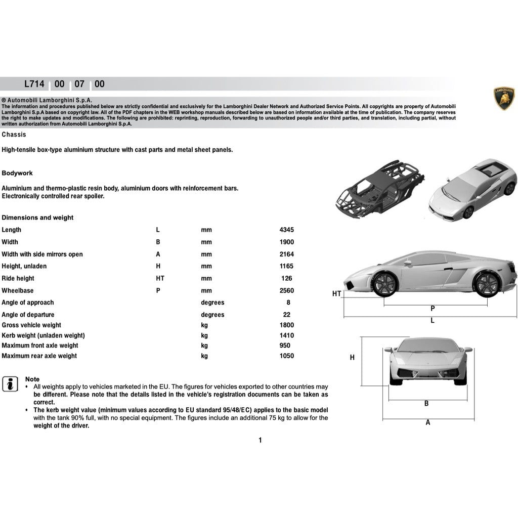 LAMBORGHINI GALLARDO LP560 2008-2013 Full Manual Set – Repair & Maintenance Manual