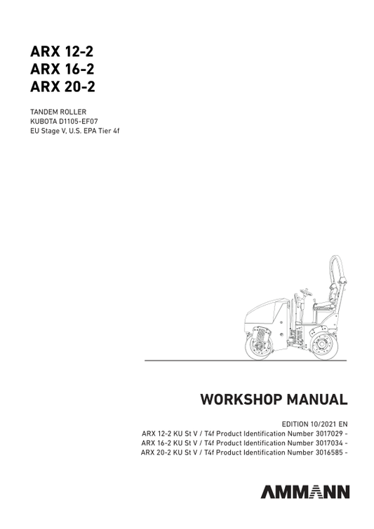 Ammann ARX 16-2, ARX 16-2C Tandem Roller Workshop Repair Manual Workshop Guide