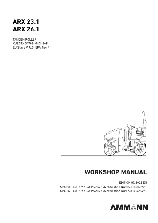Ammann ARX 23.1, ARX 23.1C Tandem Roller Workshop Repair Manual Workshop Guide