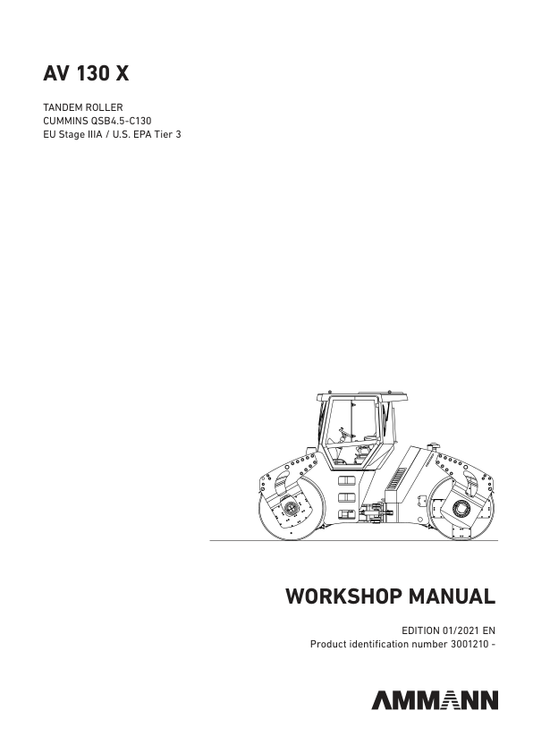 Ammann AV 130 X Heavy Tandem Roller Workshop Repair Manual Workshop Guide