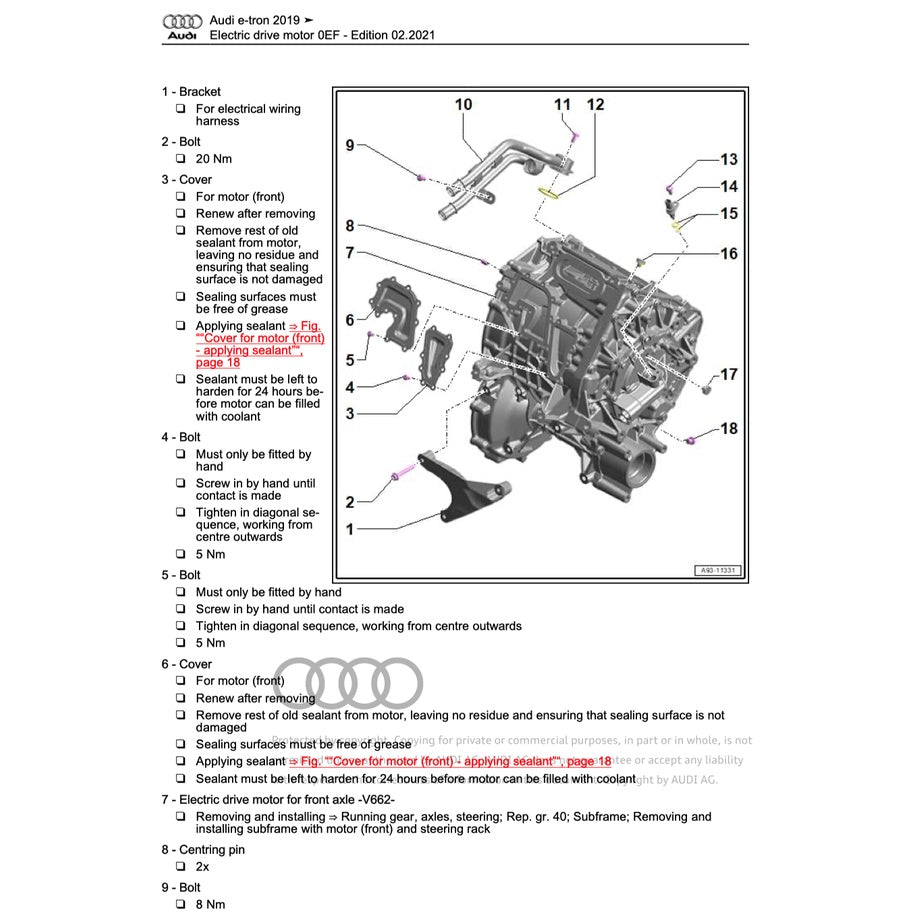 AUDI e-tron EV 2019+ Full Manual Set – Repair & Maintenance Manual